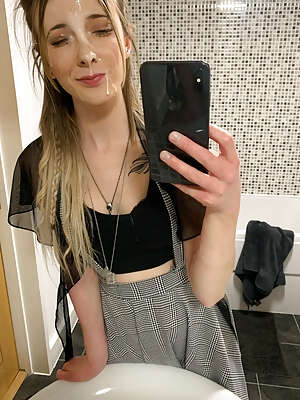 Doing My Very Best To Take A Decent Mirror Selfie While I Can Barely See Due To The Face Full Of Cum...
